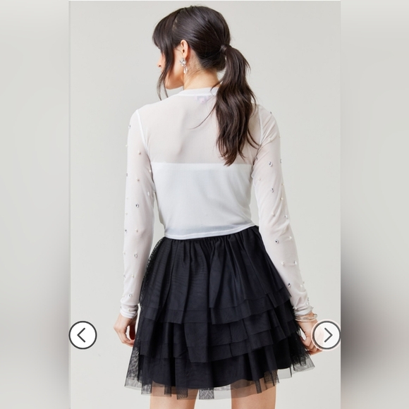 Francesca's Black Ruffled Mini Skirt XS NWT - Picture 4 of 8